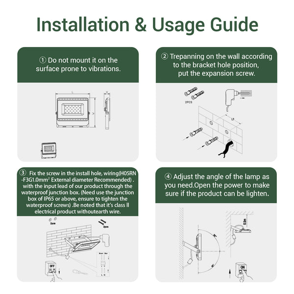 Installation and usage guide with step-by-step instructions on a white background