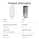 Product information card for a black indoor floor lamp fixture with dimensions and specifications.