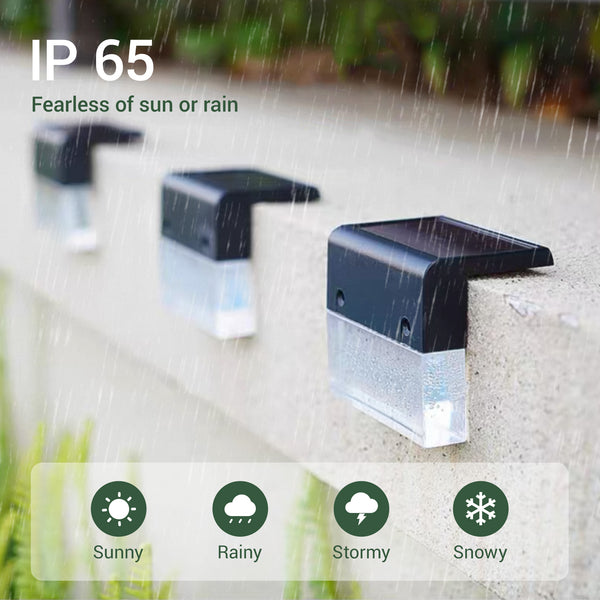 Weatherproof solar step lights with 120° wide-angle illumination