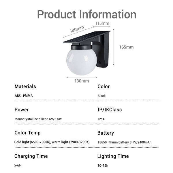 Contemporary upside-down solar lamp with warm/cool white LEDs and 4 lighting modes