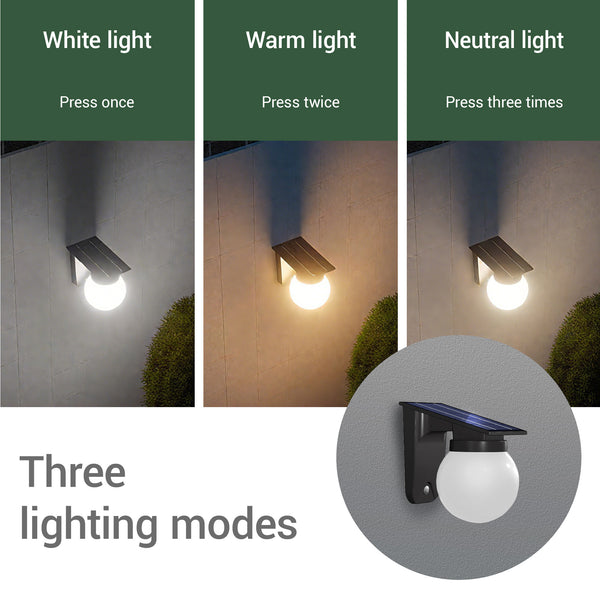 Decorative solar wall lamp with 10hr runtime and lithium battery