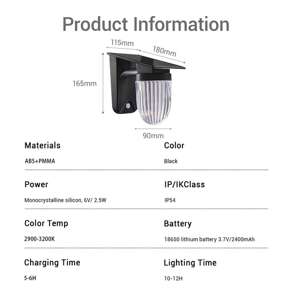 ABS+PMMA solar lantern with 6 LED beads, perfect for pathways and balconies.