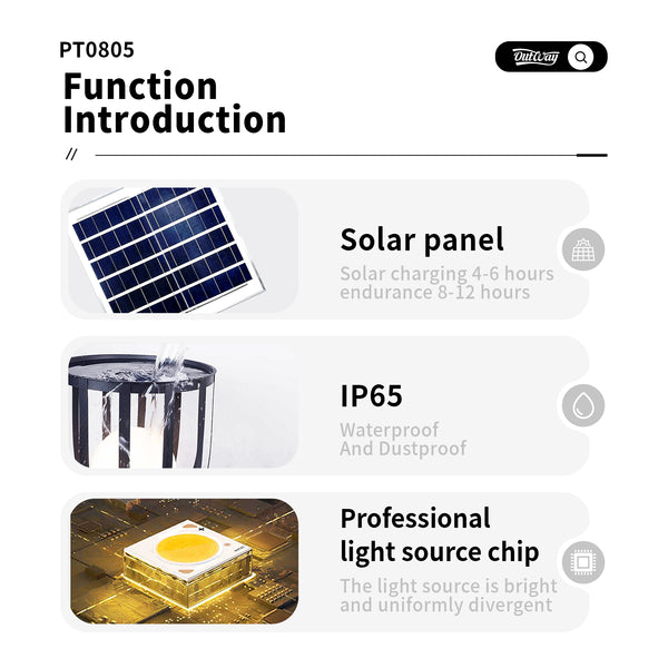 Energy-efficient solar lamp with a durable, stylish design.