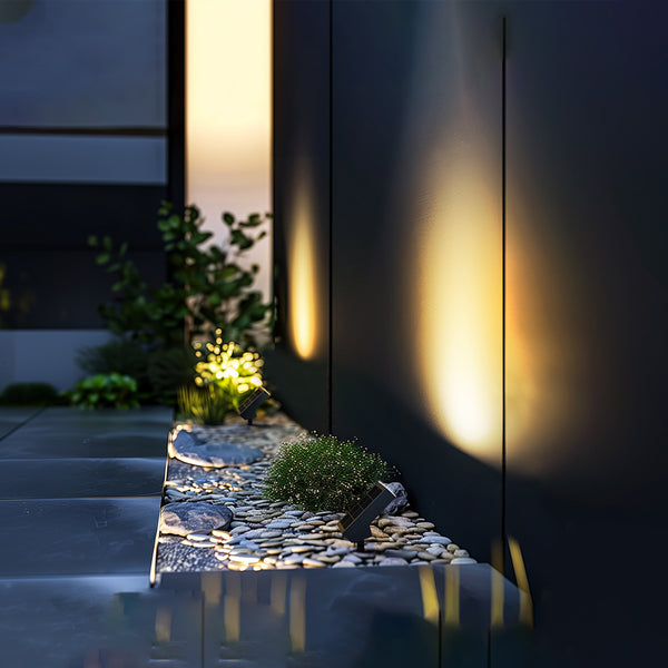 LED solar garden lamp with energy-efficient lighting for pathways.