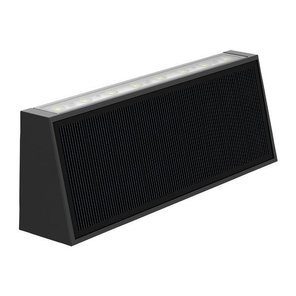 Solar-powered wall lamp, eco-friendly and easy to install on walls or pillars.