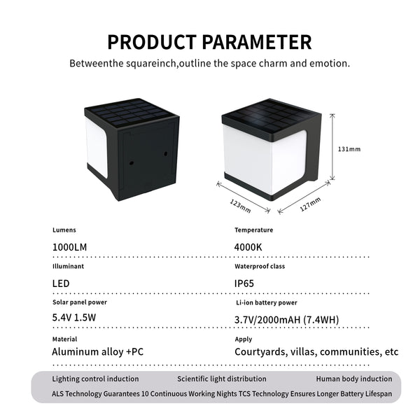 Waterproof solar wall lamp, durable for outdoor use in all weather.