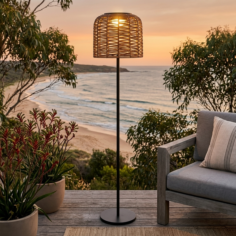 Haiku Solar Rattan Floor Lamp PT0908  | Solar+USB | Smart Light Control