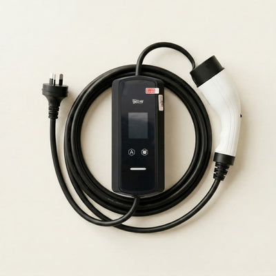 OutWay EVP02 portable EV charger, 2.3kW Australian compliant Type 2 EV charging station, IP65 waterproof, LCD display