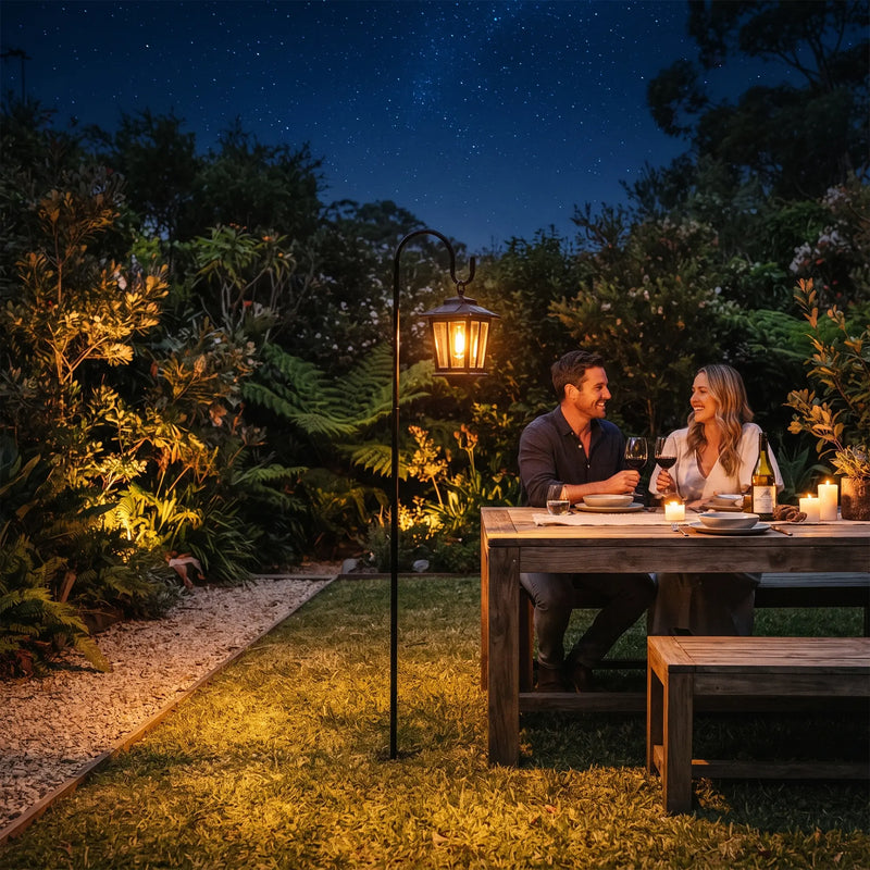HeritageHook Solar Garden Light — Shepherd's Hook, LED Filament, IP44 | PT0308