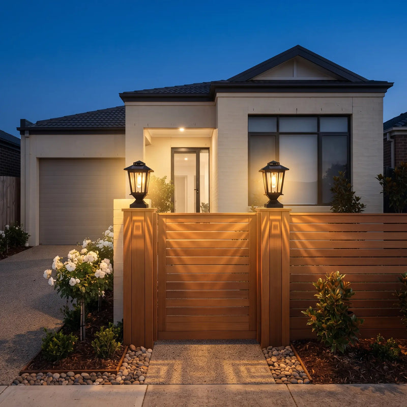 Heritage Post Solar Pillar Light — Victorian Square, LED Filament, Auto Sensor, IP44 | PT0307