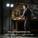 Dual-head LED work light on tripod stand, workshop work lighting for garage tool station, IP65 waterproof LED flood light with 5M power cord