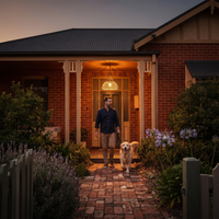 PT0901 Solar Lantern installed on a luxury poolside patio, highlighting its IP44 weatherproof rating and suitability for high-end outdoor living spaces with tropical landscaping.