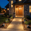 PT0609 Solar Mushroom Pathway Light multiple units stone pathway front entry warm glow night residential home garden