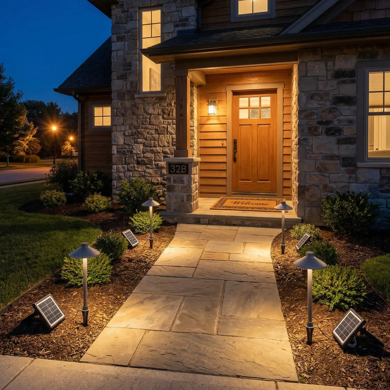 PT0609 Solar Mushroom Pathway Light multiple units stone pathway front entry warm glow night residential home garden