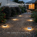 PT0608 Square In-Ground Solar Light warm glow rising from ground IP65 LiFePO4 8-11H 4-pack Australian garden pathway night