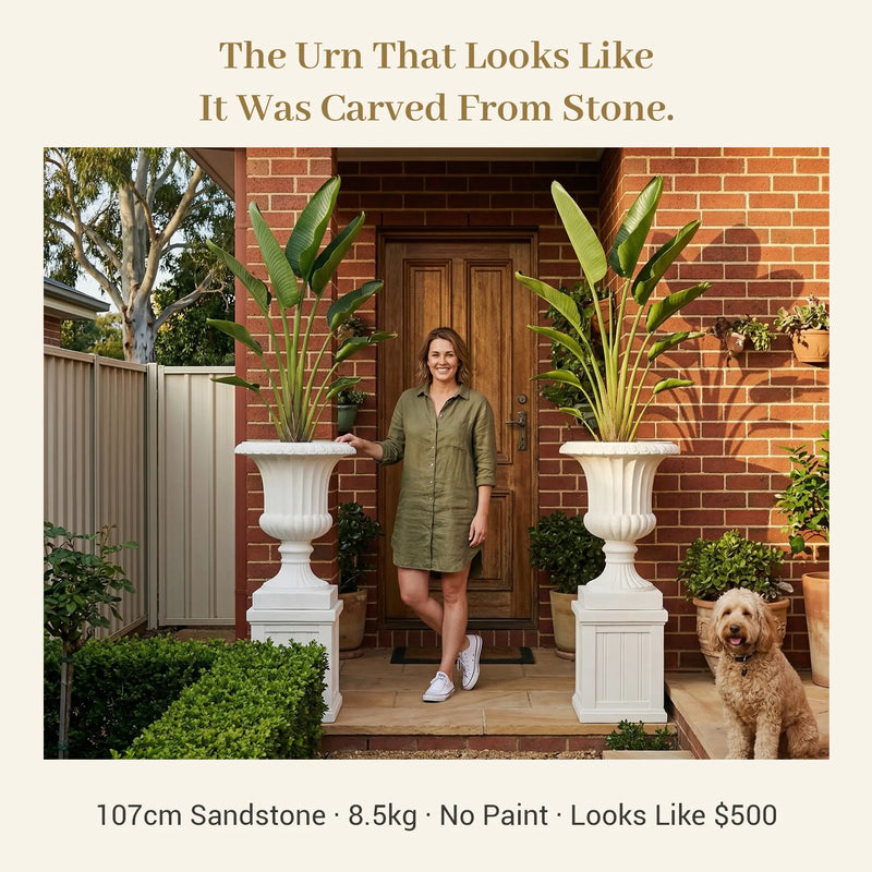 Outway F005 F006 Petra three purchase options planter alone pedestal with Hoppi rabbit F005 F006 combo 107cm bird of paradise entrance