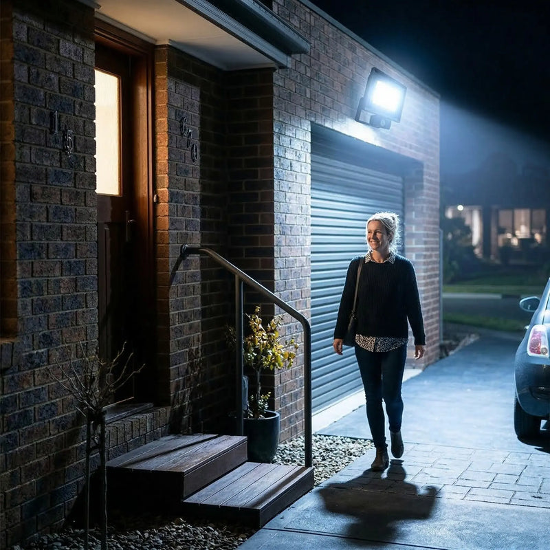 Outway motion sensor floodlight detecting motion in 10m distance. 