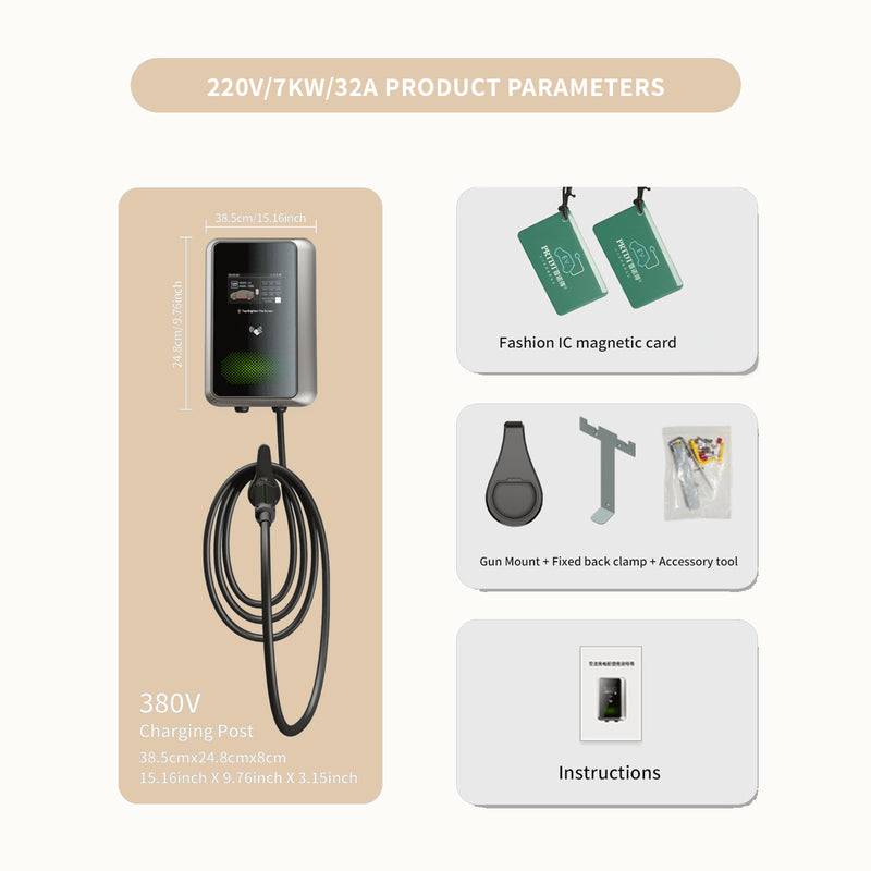 Home EV Charger 7KW Wi-Fi And Mobile Control 12 Safety Protections IP55 Waterproof Indoor And Outdoor Use EV04