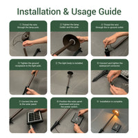 Step-by-step installation guide for a solar light with text and images.