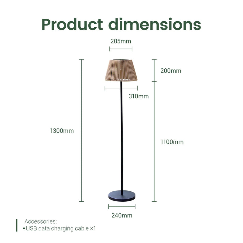 Solar Handwoven Bamboo Floor Lamp - HAIKU solar garden light PT0904