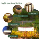 Round solar light with Multi-functional outdoor lighting solutions with examples of step, wall, in-ground, and post top lights.