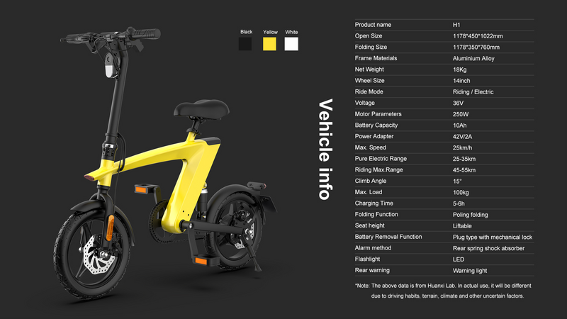 Outway 14“ Foldable Electric Bike | Removable Battery - SHH1