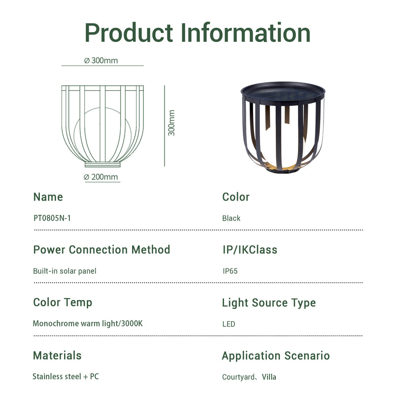 Cava Solar Floor Lamp With Table PT0805N
