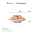 Dimensions of a solar handwoven bamboo pendant light, showcasing its unique design and craftsmanship.