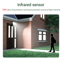 LED floodlight's Infrared sensor light control system, with a person standing outside a house