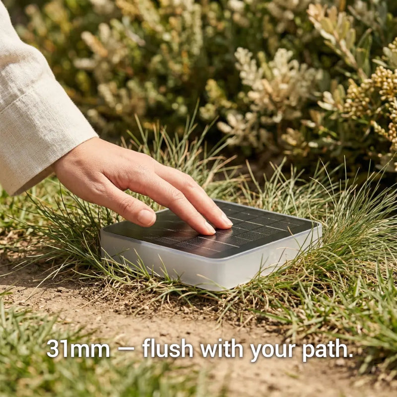 PT0608 Square In-Ground Solar Light 31mm flush mount design sits level with pathway no tripping hazard Australian garden