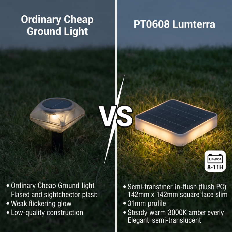 Lumterra Square Solar Ground Lights Outdoor PT0608 (4 pieces)| IP65 Waterproof