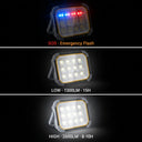 SOS flash, Low 1300LM/15H, High 2600LM/8-10H — versatile brightness and emergency modes for safety and endurance.