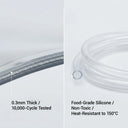 Material specs: 0.3mm thick PVC tested 10,000 cycles; food-grade silicone hose non-toxic, heat-resistant to 150°C.