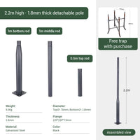Product details of a 2.2m high, 1.8mm thick detachable pole with specifications and assembly view.