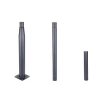 Three metal cylindrical components of light pole
