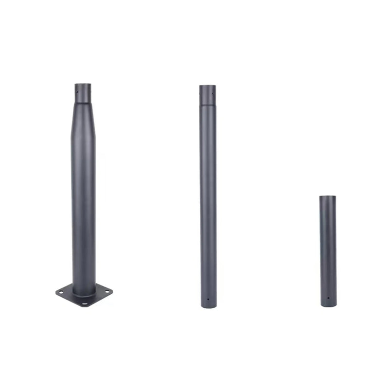 Three metal cylindrical components of light pole
