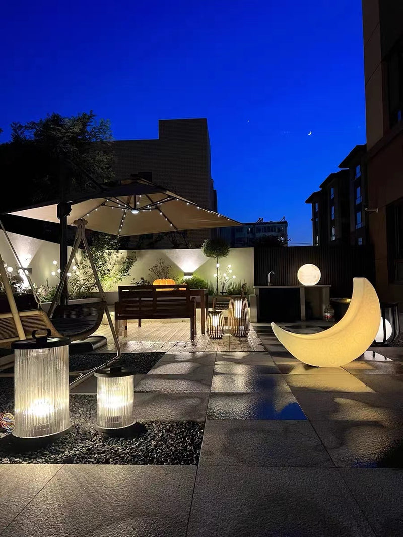 Outway waterproof LED resin Moon outdoor solar garden light warm light