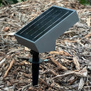 solar spotlight ground stake garden mulch daytime dark grey aluminium body adjustable angle outdoor