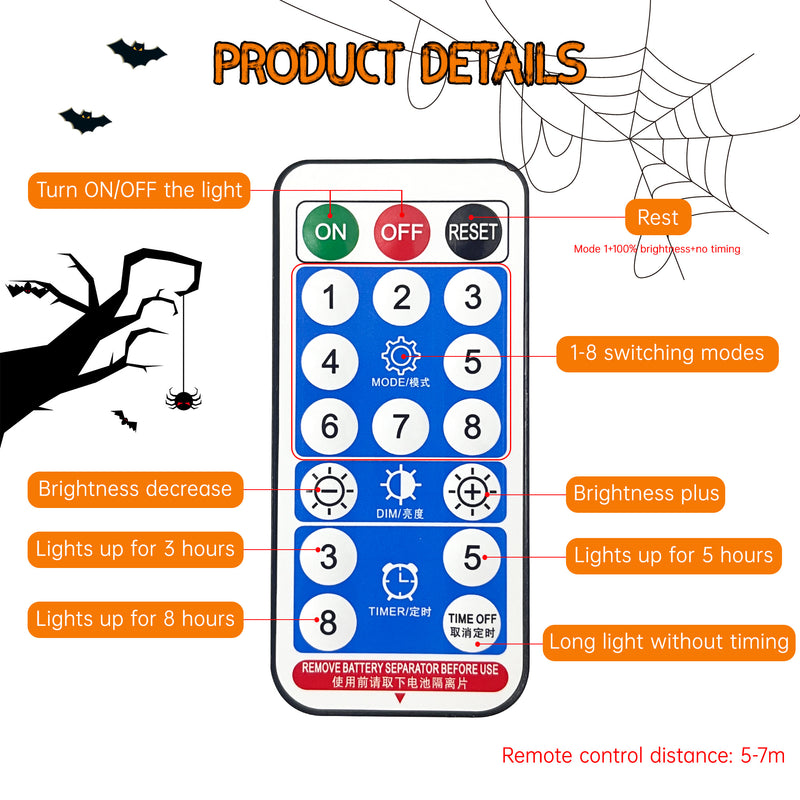 Solar Fairy Lights with Remote - 12M 100 LED Warm White & 8 Modes PT0610