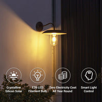 Energy saving solar wall light with E26 LED bulb and smart light control