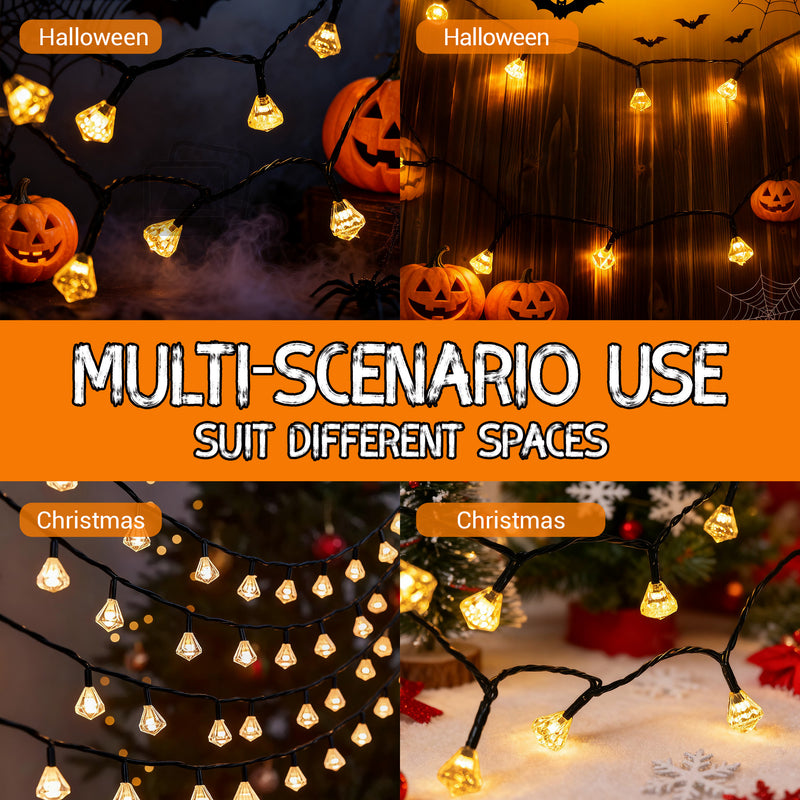 Solar Fairy Lights with Remote - 12M 100 LED Warm White & 8 Modes PT0610