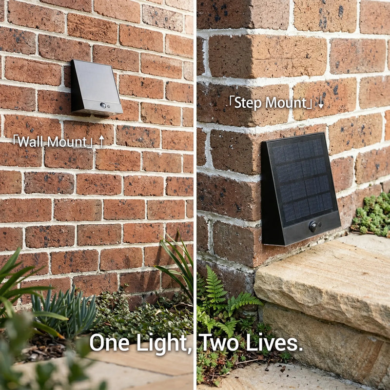 PT0713 Taurus Solar Wall Step Light dual mount installation wall light or step light two positions one fixture Australian garden