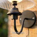 Iron & Textured Glass Solar Outdoor Wall Light, Rustproof & Durable