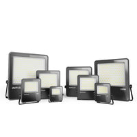 Set of LED flood lights on a white background
