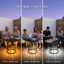 Three different lighting conditions on a table with people around, labeled 3000K, 4500K, and 6000K.