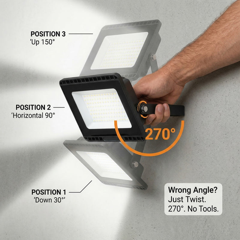 Voro Tri-Colour Floodlight E027EI-CCT | 3 Colours | Anti-Fog | SAA Plug & Play | 270°