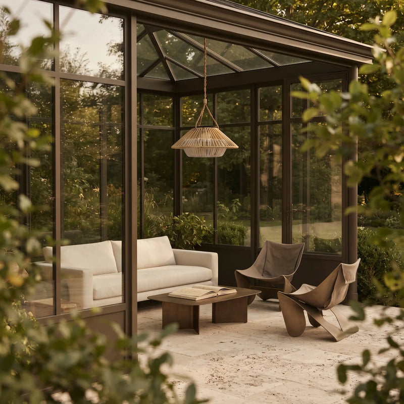 Haiku Solar Rattan Pendant Light, Dual-Layer