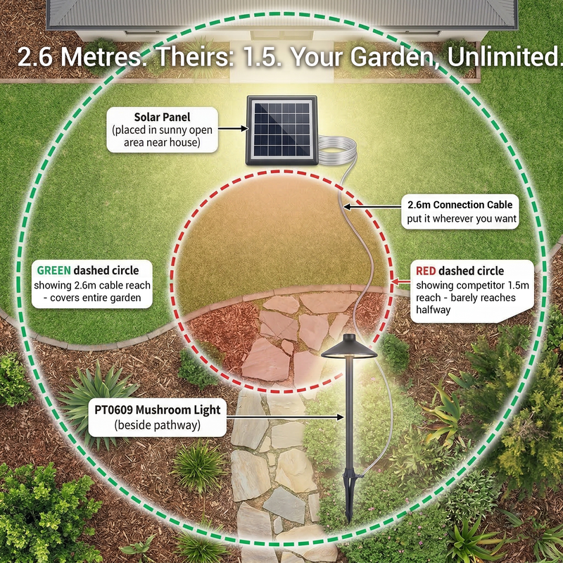Solar Mushroom Pathway Light PT0609 | All-Aluminium | 8 Modes Remote