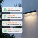 Close-up of 9W 6V monocrystalline solar panel and 6000mAh lithium battery for solar security light, IP65 waterproof