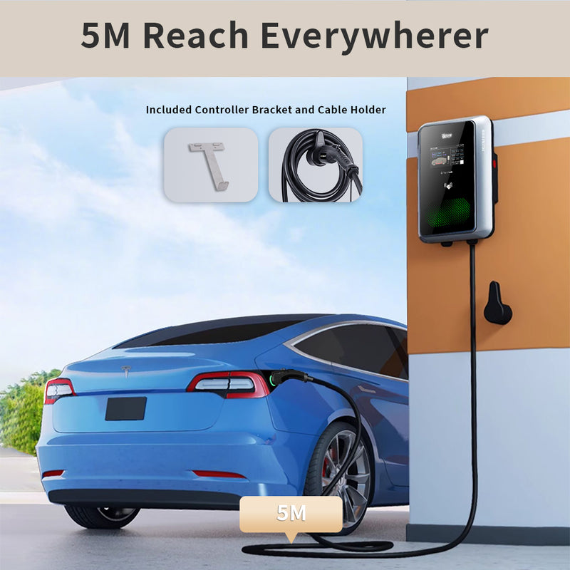 Home EV Charger 7KW Wi-Fi And Mobile Control 12 Safety Protections IP55 Waterproof Indoor And Outdoor Use EV04